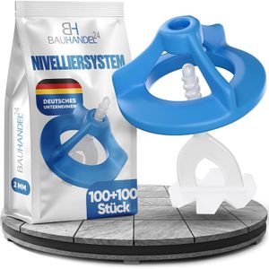BH24 Fliesen-Nivelliersystem Gewindehauben-System, 2 mm Fugenbreite, für Fliesenstärke bis 16 mm, 200-teilig