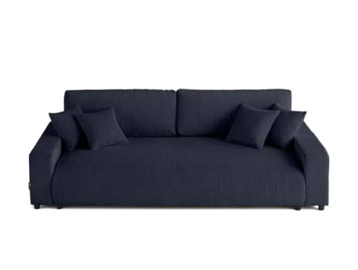 Lisa Design Pivoine - 3-sitzer Einzelsofa - Schlaffunktion und Bettkasten - - aus Cordstoff Nachtblau