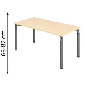 Hammerbacher Schreibtisch Y-Serie, ahorn / graphit, höhenverstellbar, 160 x 68-82 x 80 cm