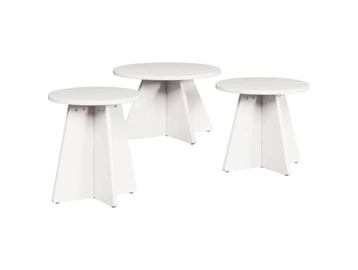 KMVXCVNM Couchtisch 3er Set Rund, Beistelltisch Kiefer Massivholz, Weiß Stilvolles 3-teiliges Satztisch-Trio für Wohnbereich oder Leseecke, platzsparend kombinierbar für Snacks und Ablage.