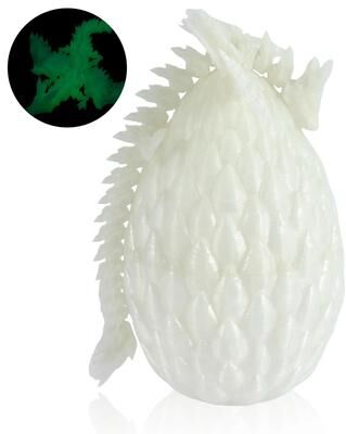 Uplift Essentials 3D Printed Articulated Dragon With Matching Dragon Egg Iridescent Fantasy Ornament luminous Green