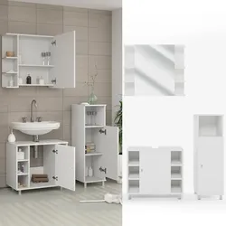 Vicco Badmöbel Set Fynn Badezimmer Spiegel Kommode Unterschrank Bad Weiß