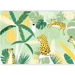 Artgeist, Tapete, Fototapete - Cheetahs in the jungle - landscape with animals in the tropics for children (450 x 315 cm)