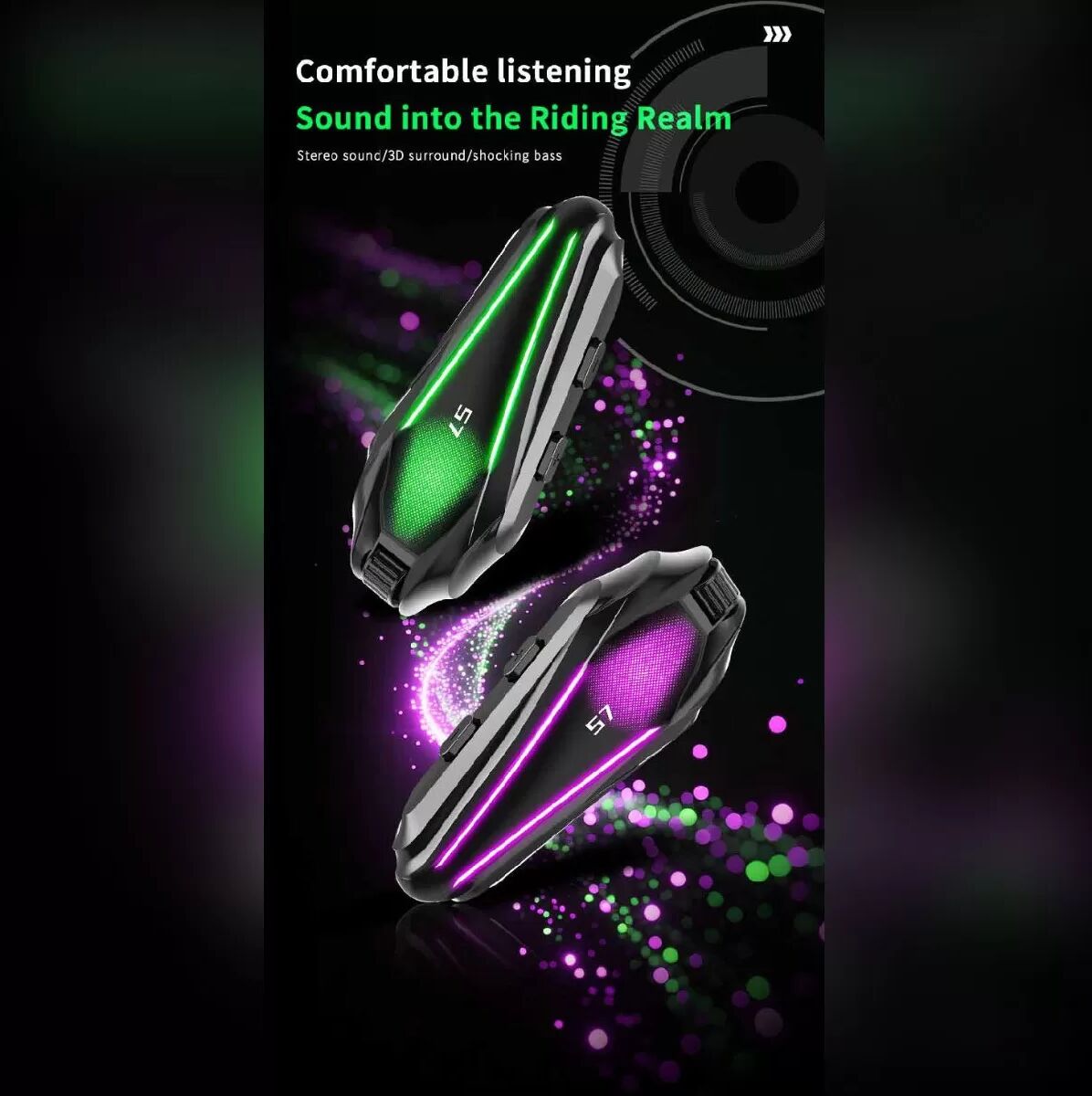 INF Casque Moto Bluetooth Intercom - 30h Autonomie, Audio Hi‑Fi, IP67, Bluetooth 5.4, Microphone 2-en-1, Compatible avec