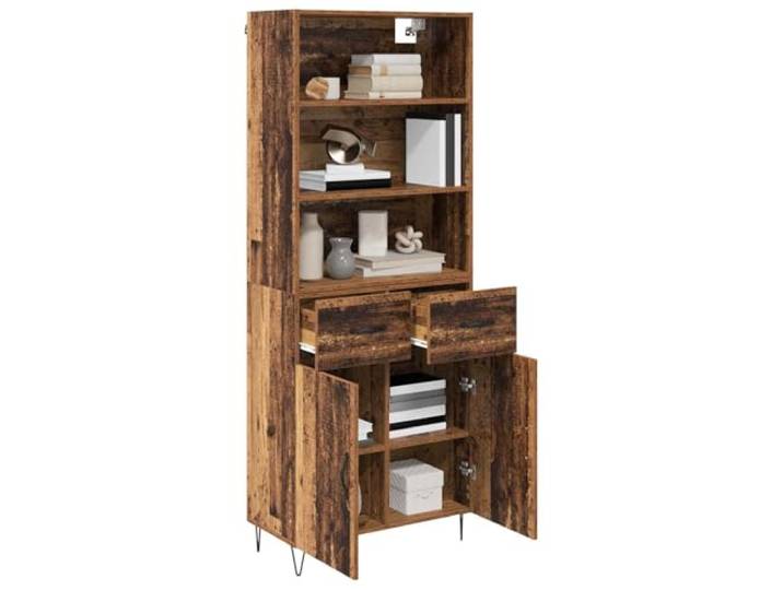 KTHLBRH Sideboard mit Schublade, 2 Stück, Altholz, 180 cm Hairpin-Beine aus Eisen, 2 Türen, 2 Schubladen, mehrschichtiges Holz, für Wohnzimmer und Esszimmer