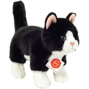 Teddy-Hermann Kuscheltier 918202, Katze stehend schwarz/weiß, ab 1,5 Jahre, 20 cm