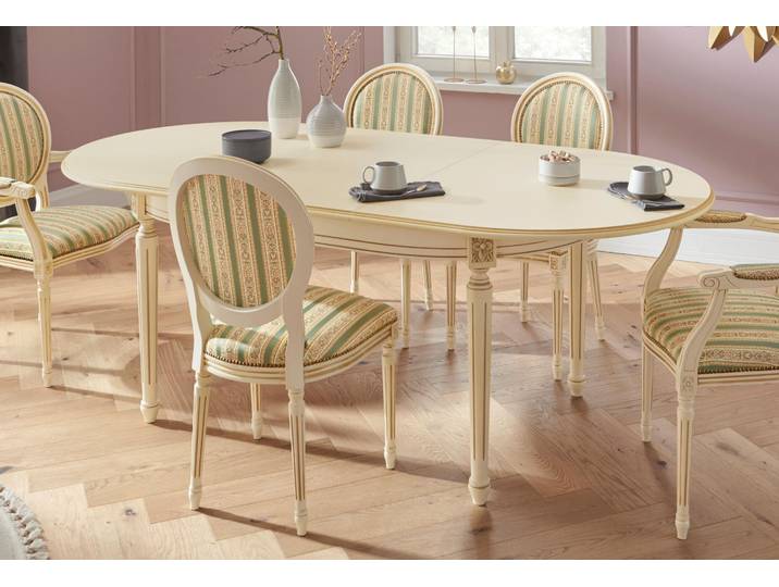 Esstisch HOME AFFAIRE LUIGI , weiss (natur weiß), Tische, Esstisch, Breite 166-216 cm, natur weiss