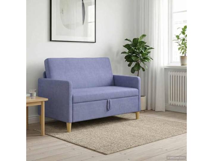 WXGTBKPR 2-Sitzer Sofa mit Stauraum, Jeans Blau, 122 x 78 x 87 cm Inklusive aufklappbarem Sitzfach, Platzsparendes Minimalismus-Design