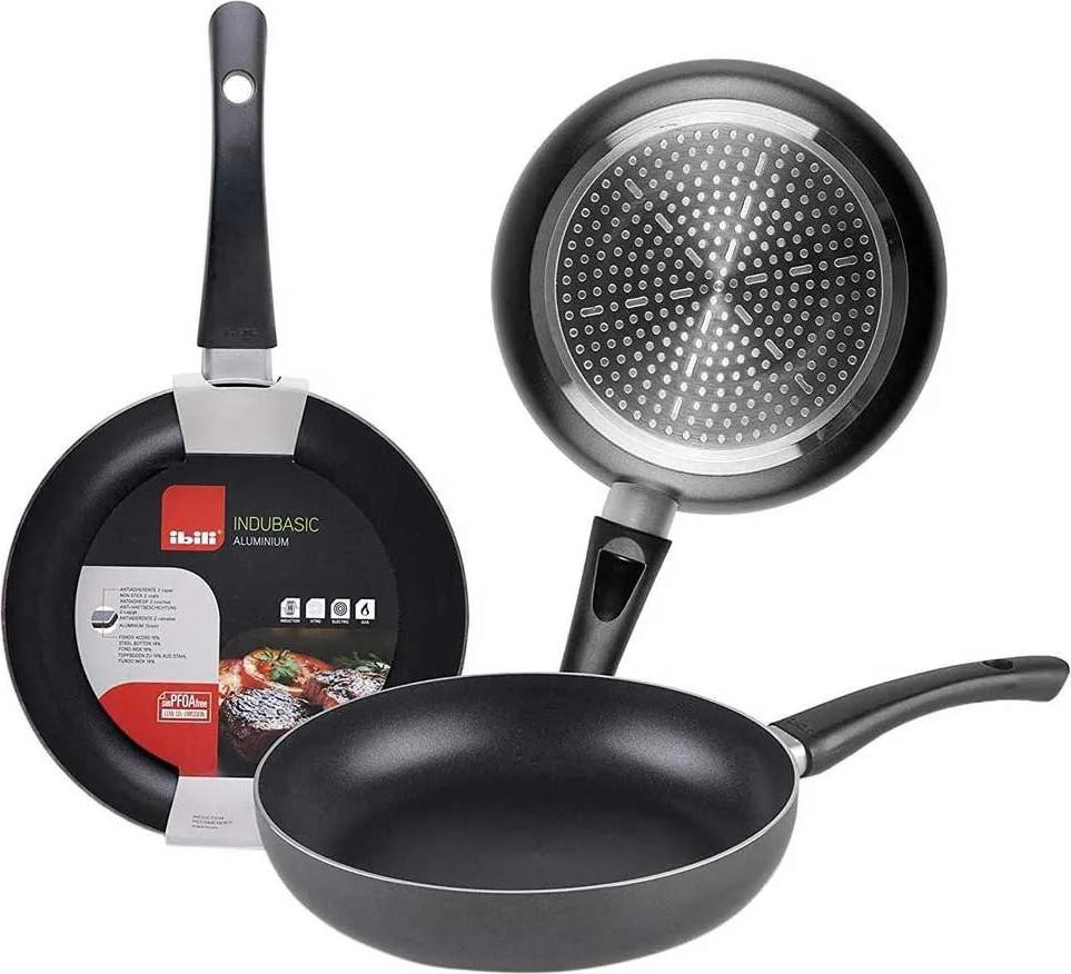 Ibili Indubasic 24 koekenpan, aluminium, diameter: 24 cm, geschikt voor inductie, met antiaanbaklaag