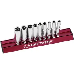 Kraftwerk, Steckschlüssel + Stecknuss, Zoll-Stecknusssatz lang Magalu (1/4")