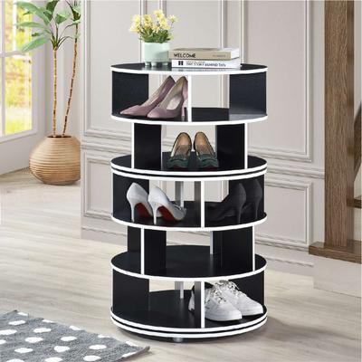 InRoom Designs 5-Tier Rotating Shoe Rack with Open Storage Cubbies, Round Freestanding Display Shelves and Space-Saving Design