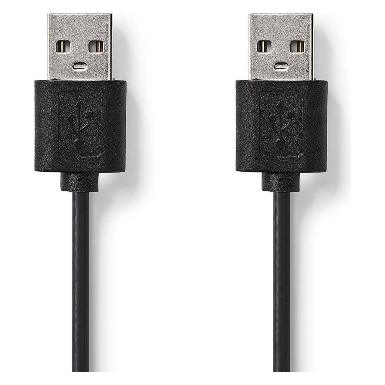 Nedis USB-Kabel | USB 2.0 | USB-A Stecker | USB-A Stecker | 480 Mbps | Vernickelt | 2.00 m | Rund | (2 m, USB 2.0) (CCGL60001BK20)