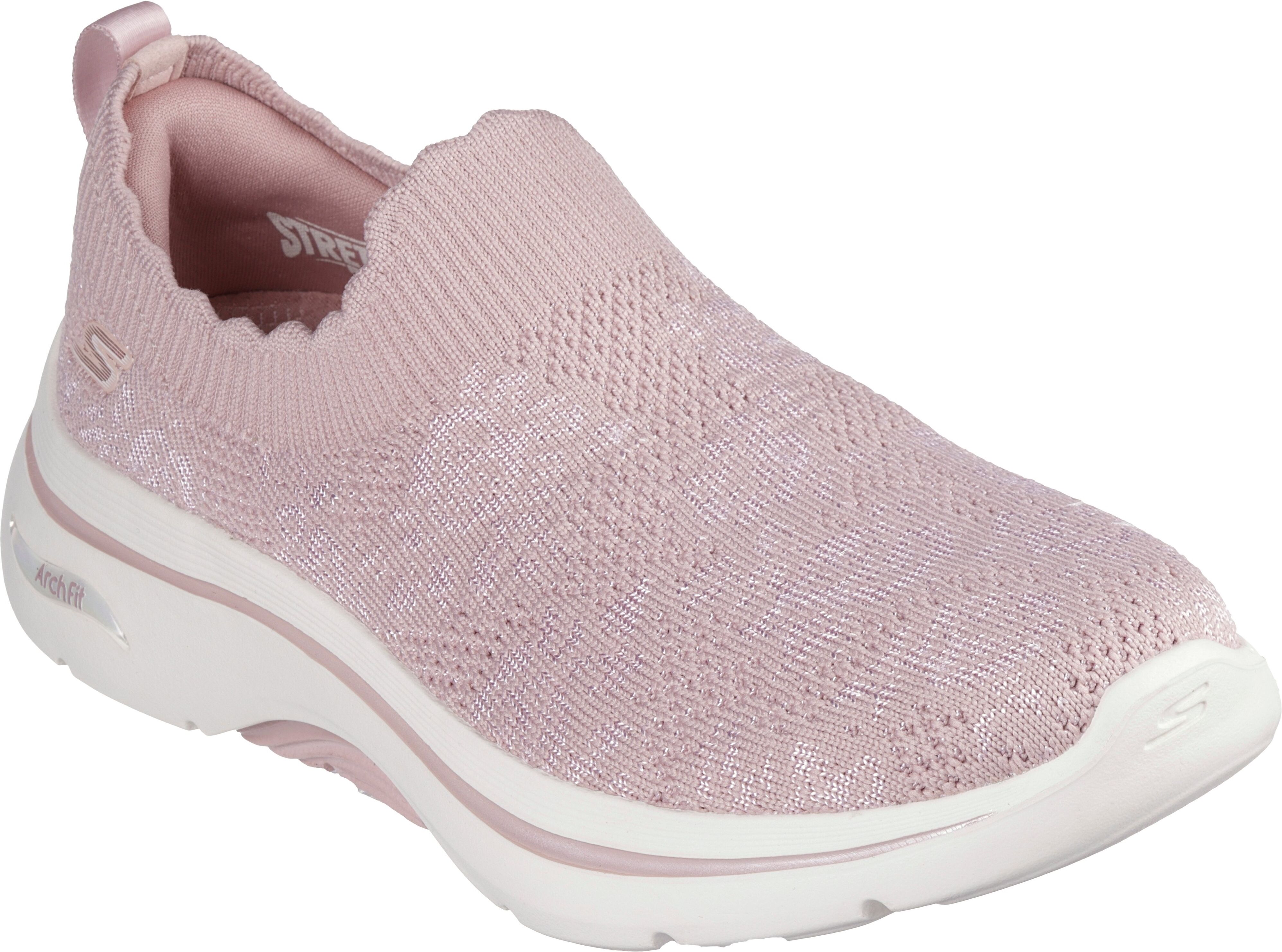 Slip-On Sneaker SKECHERS "GO WALK ARCH FIT 2.0-ROSA LINDA", Damen, Gr. 43, atmungsaktiv, lila (mauve), Textil, Schuhe Slip-On Sneaker, Trainingsschuh, Schnürschuh mit rückfederndem Ultra Go mauve 43, atmungsaktiv