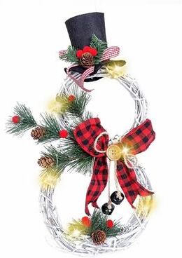 Uplift Treasures Lighted Rattan Christmas Wreath Pendant b
