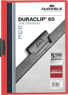 Durable Klemmmappen Duraclip, DIN A4, Kunststoff, mit Clip, rot