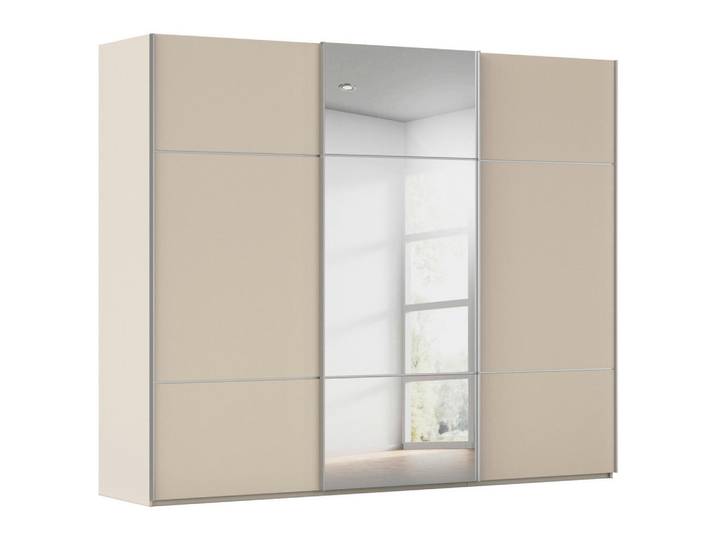 Schwebetürenschrank, Beige, 301x223x68 cm, Holzwerkstoff, 9 Fächer, Modern, Novel