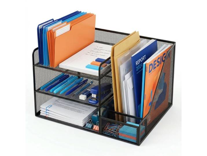Relaxdays Schreibtisch Organizer Metall 5 Ablagen