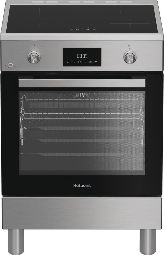 Hotpoint H6I8LMSAX, Freistehender Herd, Edelstahl, Drehregler, Vorderseite, Elektronisch, Zonen-Induktionskochfeld