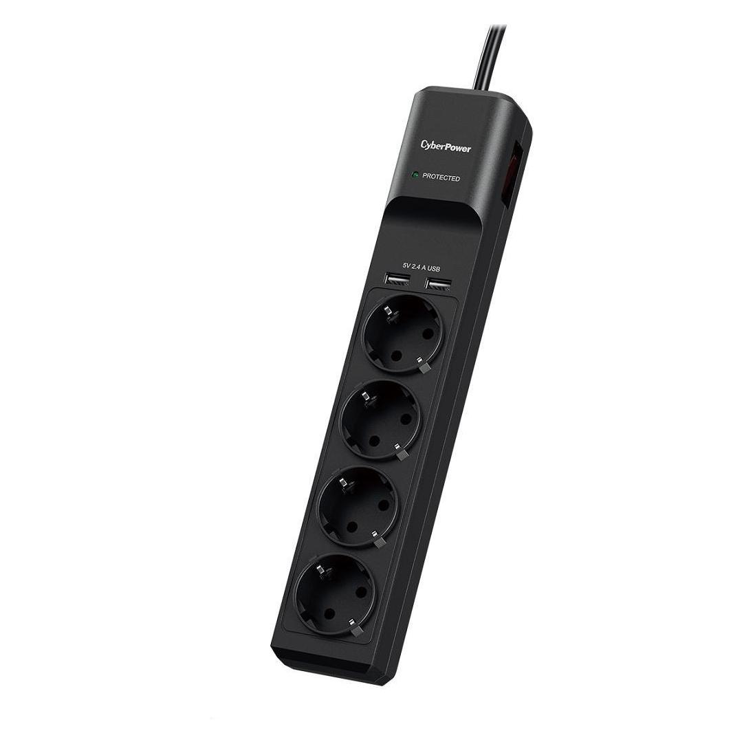 Cyberpower Prof. 4xSchuko/2xUSB Überspannungsschutz (4x, CEE 7/3, USB-A, 1.80 m) (P0420SUD0-DE)