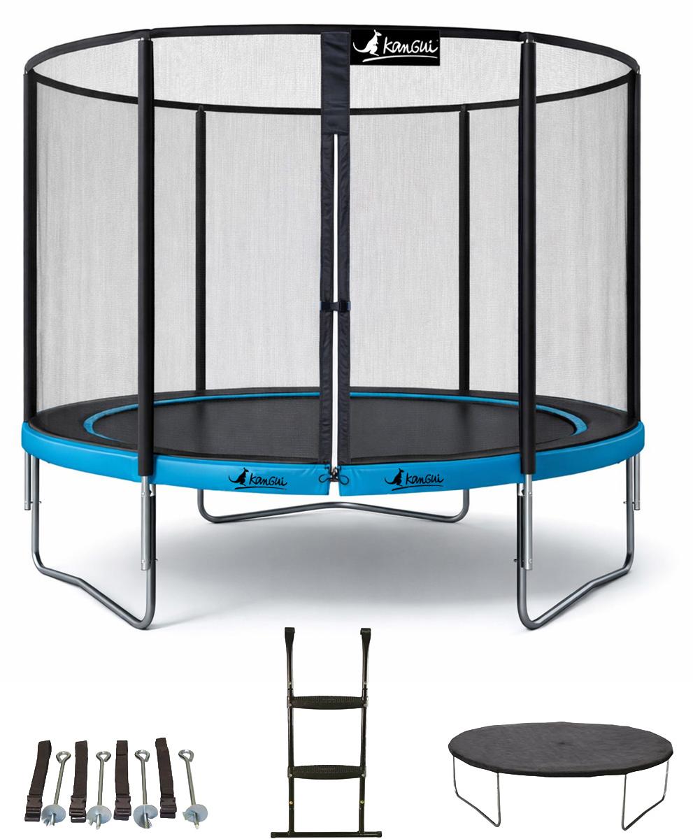 Trampolin Ø 300cm + Leiter + Abdeckung + Verankerungsset - PUNCHI 300 Blau