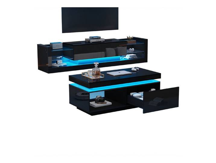 Odikalo TV-Wand TV-Schrank-Set TV-Schrank+Couchtisch Wohnzimmer TV-Wandschrank