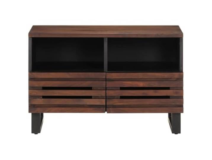 SKTQYQO TV-Schrank Braun 70 x 34 x 46 cm aus massivem Mangoholz 2 Schubladen, 2 Fächer, massives Mangoholz, industrieller Stil, Schlafzimmer