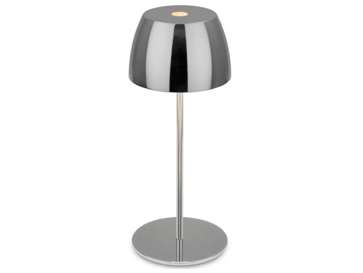 BRILONER - Mini LED Tischlampe kabellos IP44 mit Touch, stufenlos dimmbar, Akku & Lichtquelle tauschbar, Nachttischlampe, Wohnzimmer, LED Lampe, Akku Tischleuchte, 8x20 cm (DxH), Chrom