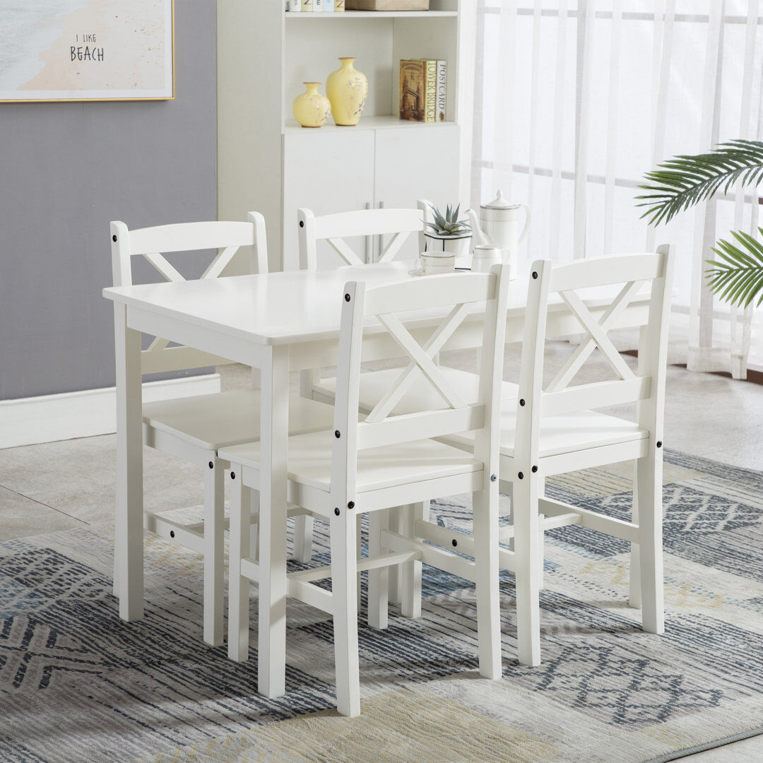 House of Hampton Danny 4 - Person Dining Set White 4