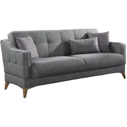 Dmora Schlafsofa Juan, Lineares 3-Sitzer-Schlafsofa mit 3 Kissen inklusive, 207x82xh92 cm, grau