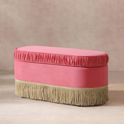 Taylor "Serena 38"" Ruched Oval Storage Bench Ottoman"