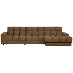 Ecksofa Chaiselongue Date aus Struktursamt, klassisch, rechts, brass braun, gepolstert
