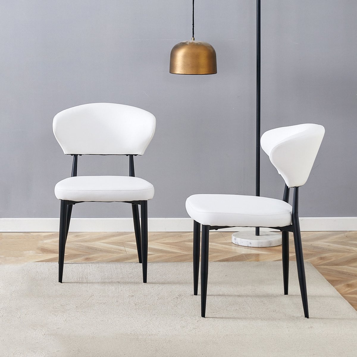 Set van 2 minimalistische ergonomische eetkamerstoelen - Wit