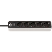 Ecolor Steckdosenleiste 5-fach weiß/schwarz, 1,5 Meter Kabel, mit Sicherheitsschalter