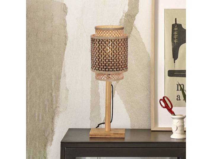 Good & Mojo Tischlampe Bhutan, Holz hell, für Wohn- / Esszimmer, Bambus, Tischlampe