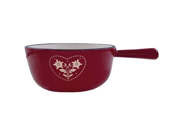 Heidi Cheese Line Fonduepfanne, Rot, Weiss, Metall, 1,8 l, rund, rostfrei, geschmacksneutral, Tischgrills & Fondues, Fondue-Sets
