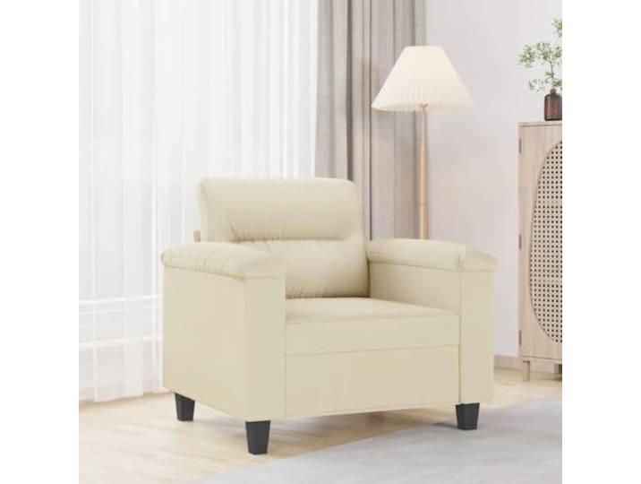 HEFZGDB Sessel Creme 60 cm Kunstleder Moderner Wohnzimmerstuhl mit Metallgestell und Polsterung für Entspannung Lesen Fernsehen Langlebig Schmutzabweisend Luxuriöser Look