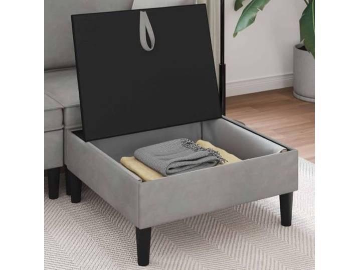 KTHLBRH Sitzsack mit Aufbewahrung, hellgrau, aus Samt, 70 x 70 x 40 cm Abnehmbarer Sitz, Schaumstoff, Sperrholz, 1-Sitzer, leicht zu reinigen