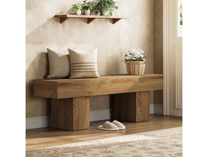 Banc d'entrée Little Tree 140×35×45 cm Banc à Chaussures en Bois Pour Entrée Salon Marron Rustique