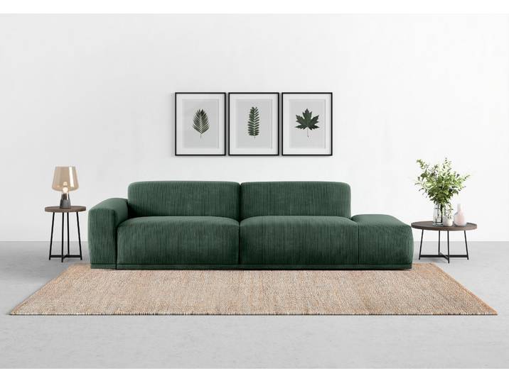 Big-Sofa, 277x107 cm, Breitcord, Grün (Winter Moss), Hochwertige Kaltschaum-Polsterung, Modern