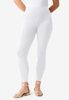 Plus Size Women's Plus Size Essential Stretch Ankle Length Pull-On Legging by Roaman's in White (Size S) Activewear Workout Yoga Pants