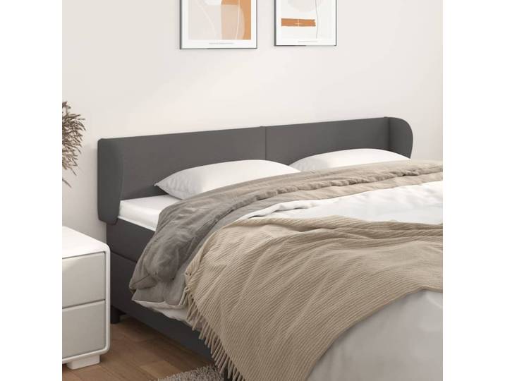 vidaXL Kopfteil mit Ohren Grau 183x23x78/88 cm Kunstleder