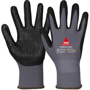 Hase Arbeitshandschuhe Padua Grip, 508150, Nitril-Beschichtung, grau, Größe 6 / XS, 10 Paar