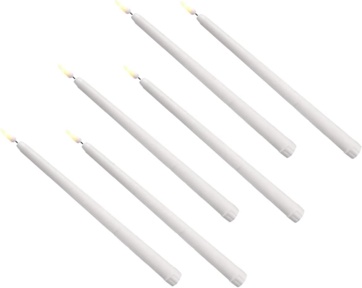 Set van 6 decoratieve led kaarsen met lange steel in geel