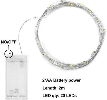 Uplift Picks 2M 5M 10M Battery Powered Fairy Lights Copper Wire String Garland warm White (2m) no Battery