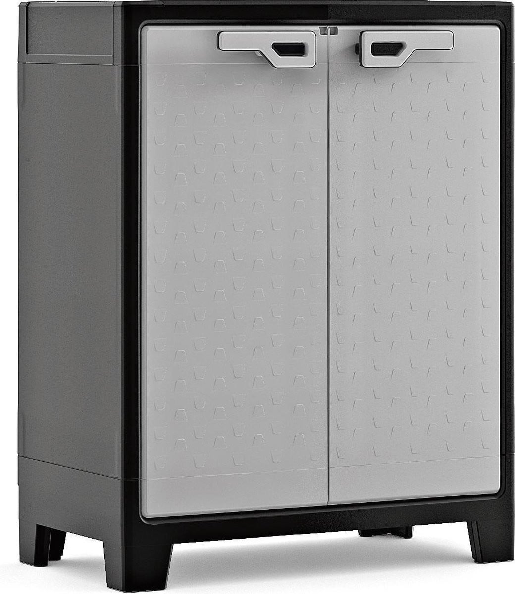 Keter Titan Lage Kast met 2 Planken - Zwart/Grijs - B: 80 cm, D: 44 cm, H: 100 cm