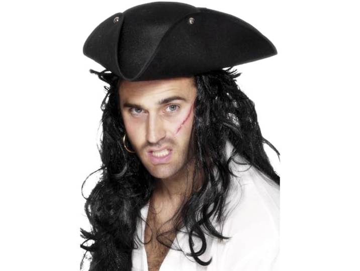 Smiffys Pirate Tricorn Hat, Black