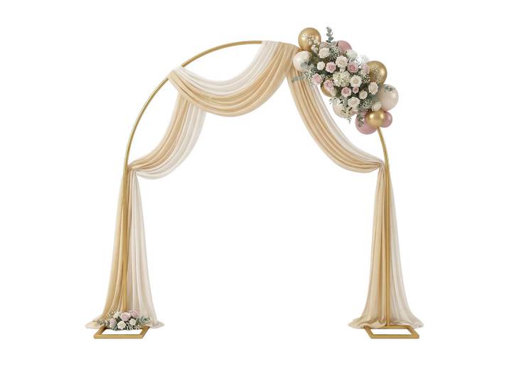 Relaxdays Ballonbogen Gold Stahl, Goldfarben, Metall, 230x230x50 cm, Dekoration