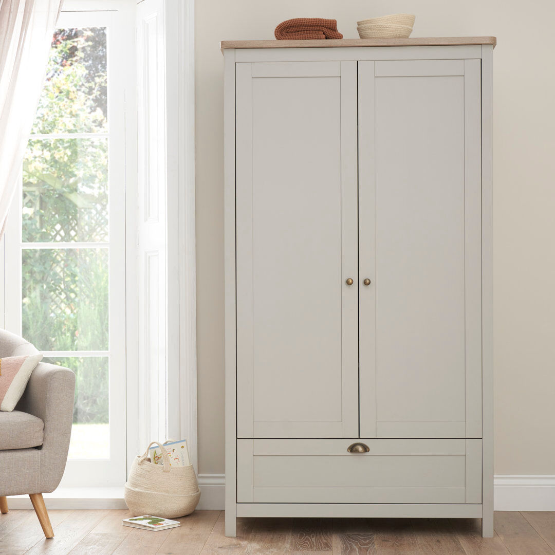 Tutti Bambini Verona 2 Door Wardrobe Grey/Oak 175cm H X 190.5cm W X 48cm D