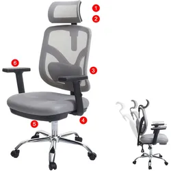 Bürostuhl MCW-J92, Schreibtischstuhl, ergonomisch, verstellbare Lordosenstütze und Armlehne ~ grau