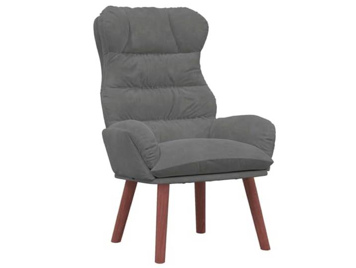 Samtsessel Dunkelgrau 69x74x93 cm mit Holzfüßen Modernes Design, gepolsterte Armlehnen, Kautschukholz, für Wohnzimmer und Büro, einfache Pflege
